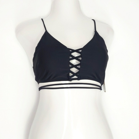 Cyn&Luca Other - Black Corset Lace-Up Wrap Around Bikini Top